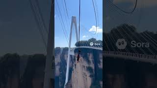 Bungee jump Great canyon glass bridge Zhangjiajie