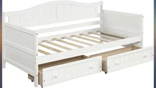 Wood Twin Size Daybed with Storage Drawers Twin Daybed Sofa Bed Frame for Bedroom review