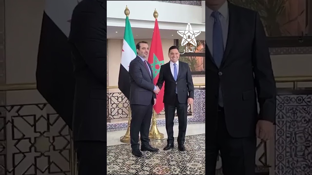 شاهد لحظة وصول موكب وزير الخارجية السوري أسعد الشيباني إلى العاصمة المغربية الرباط