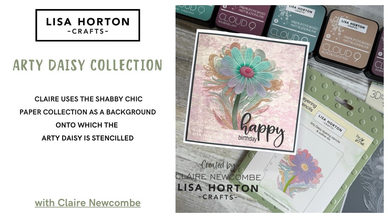 LHC ARTY DAISY, STENCILLED ONTO SHABBY CHIC DESIGN PAPER - YouTube