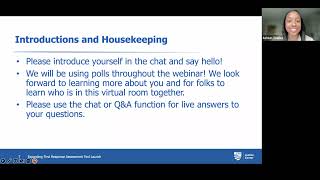 Expanding First Response Assessment Tool Launch webinar