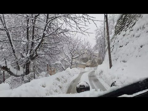 Tour in Ehden, Lebanon while snow is falling. Feirouz song.فيروز