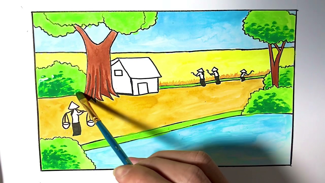 VẼ TRANH PHONG CẢNH bằng MÀU NƯỚC đơn giản | how to draw easy scenery with watercolor | Khái quát những nội dung về vẽ tranh màu nước đơn giản đúng nhất