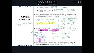 IM1 Writing Equations of Parallel and Perpendicular Lines Unit 3 Day 12