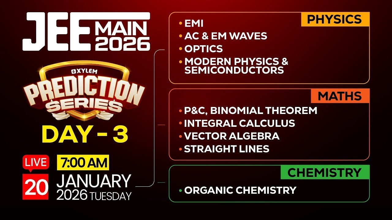 Last Part - Day 3 | JEE MAIN 2026: PREDICTION SERIES | Xylem JEE & KEAM 2026| Xylem JEE & KEAM 2026