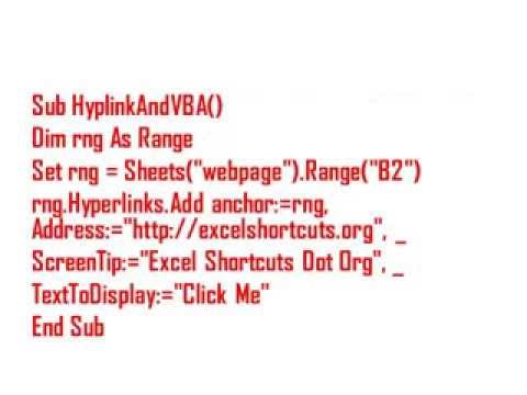 Excel VBA Hyperlinks