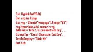 Excel VBA Hyperlinks