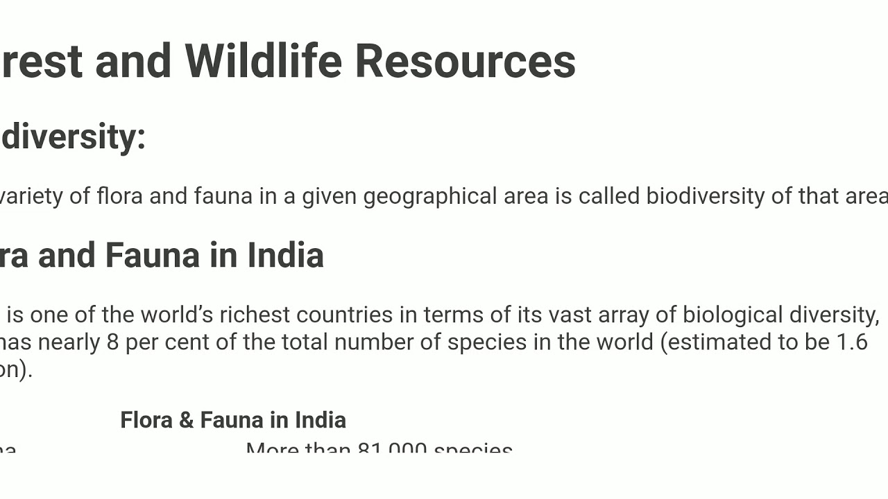 Forest and wildlife resources notes Class 10 YouTube