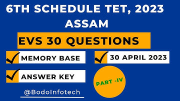 6th Schedule Special TET 2023 ll EVS 30 Question Answers ll Memory Base
