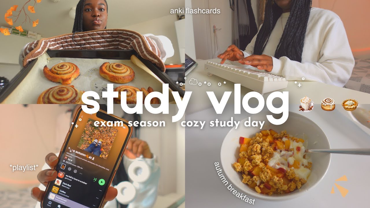 Видеоблог об осенней учёбе 🍁 | Продуктивный день дома в 8 утра: подготовка к экзаменам, карточки ...