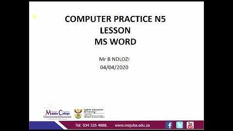 Computer Practice N5 (MS Word) - Mr. B. Ndlozi