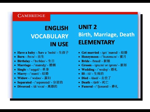 English Vocabulary In Use (Elementary) - Unit 2 - Birth, marriage and death