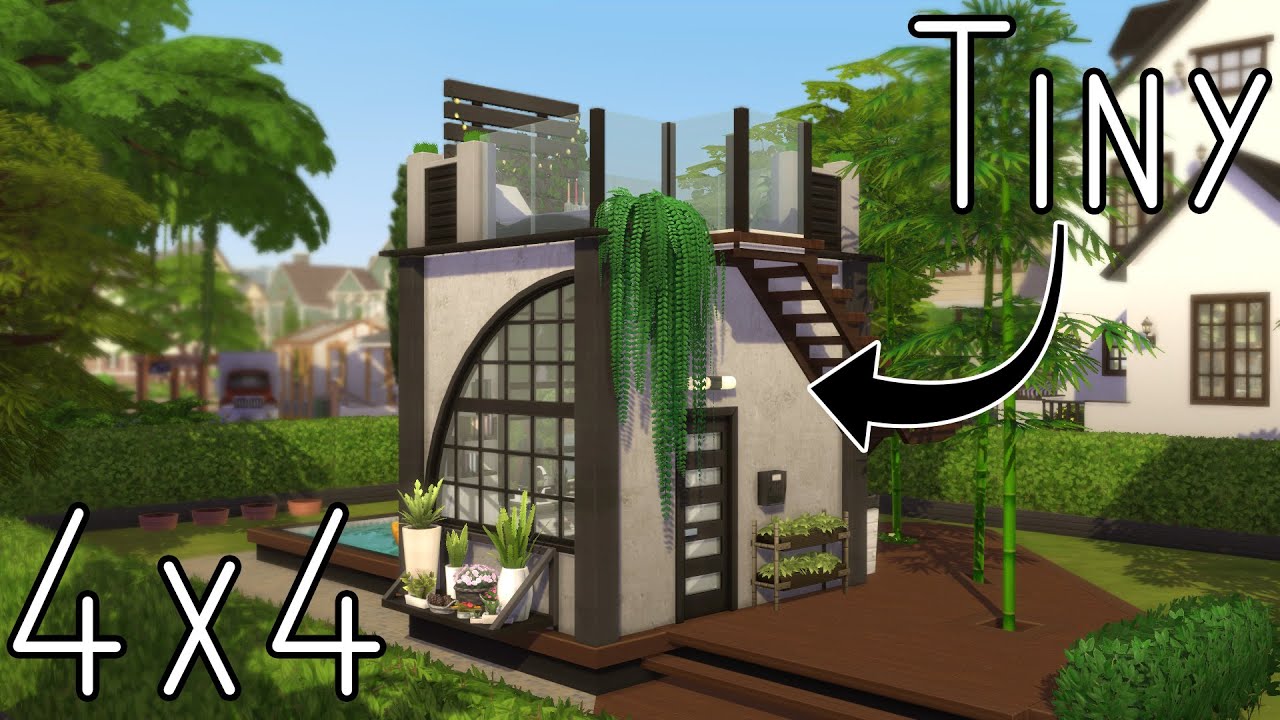 Mini Sims 4 Build Tiny modern home 4x4 // The Sims 4: Speed build - YouTube