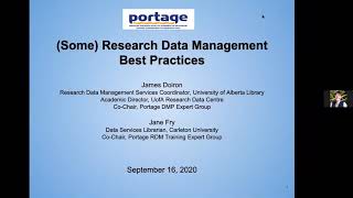 Portage – Global Water Futures Webinar: (Some) Research Data Management Best Practices!