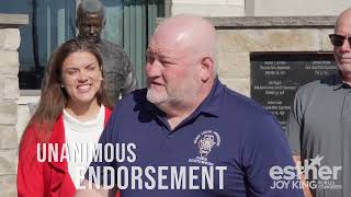 ESTHER JOY KING ENDORSED BY IL FOP, DRAWS STARK CONTRAST FROM HER OPPONENT'S HATEFUL POLICE RHETORIC