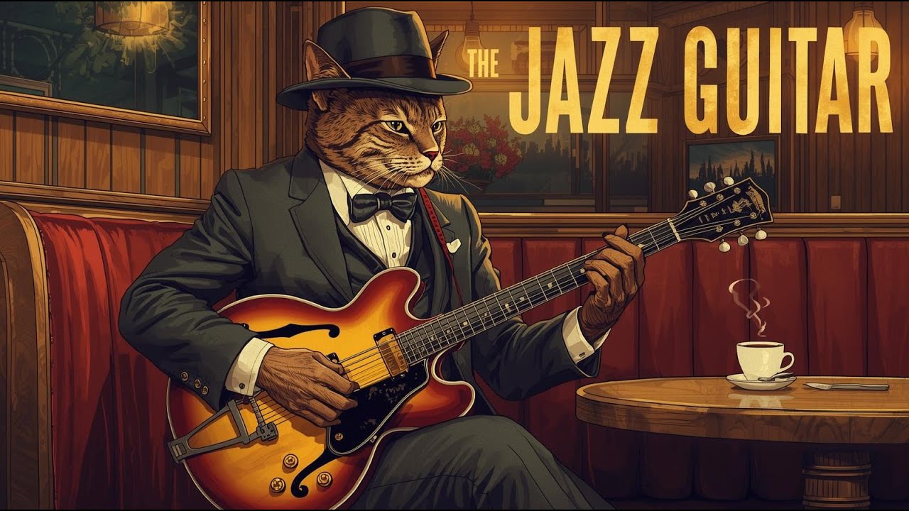 Relaxing Jazz Guitar by Cat Artist ☕🎸 | Music for Study, Work & Chill