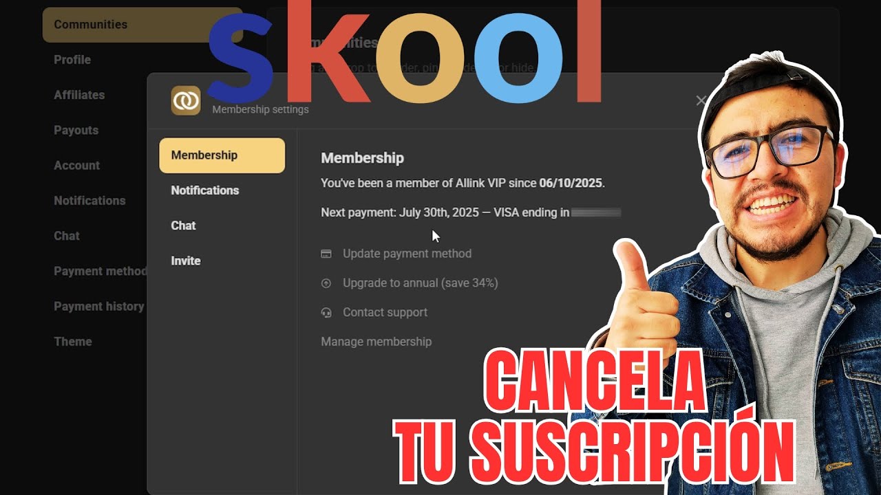 Cómo Cancelar Tu Suscripción y Quitar el Método de Pago en Skool 💳