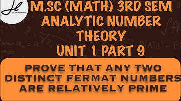 PROVE THAT ANY TWO DISTINCT FERMAT NUMBERS ARE RELATIVELY PRIME MSC MATH analytical number theory