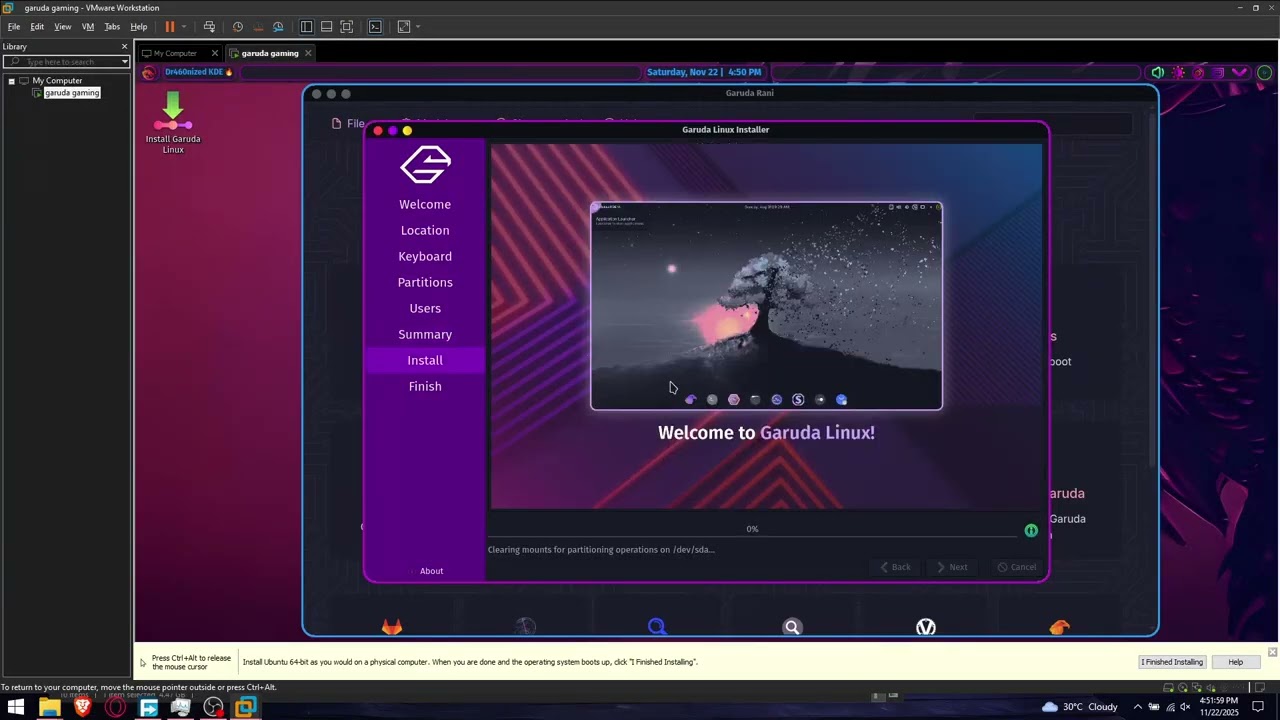 Installing Garuda Dragonized Gaming Edition in VMware 2025 Edition