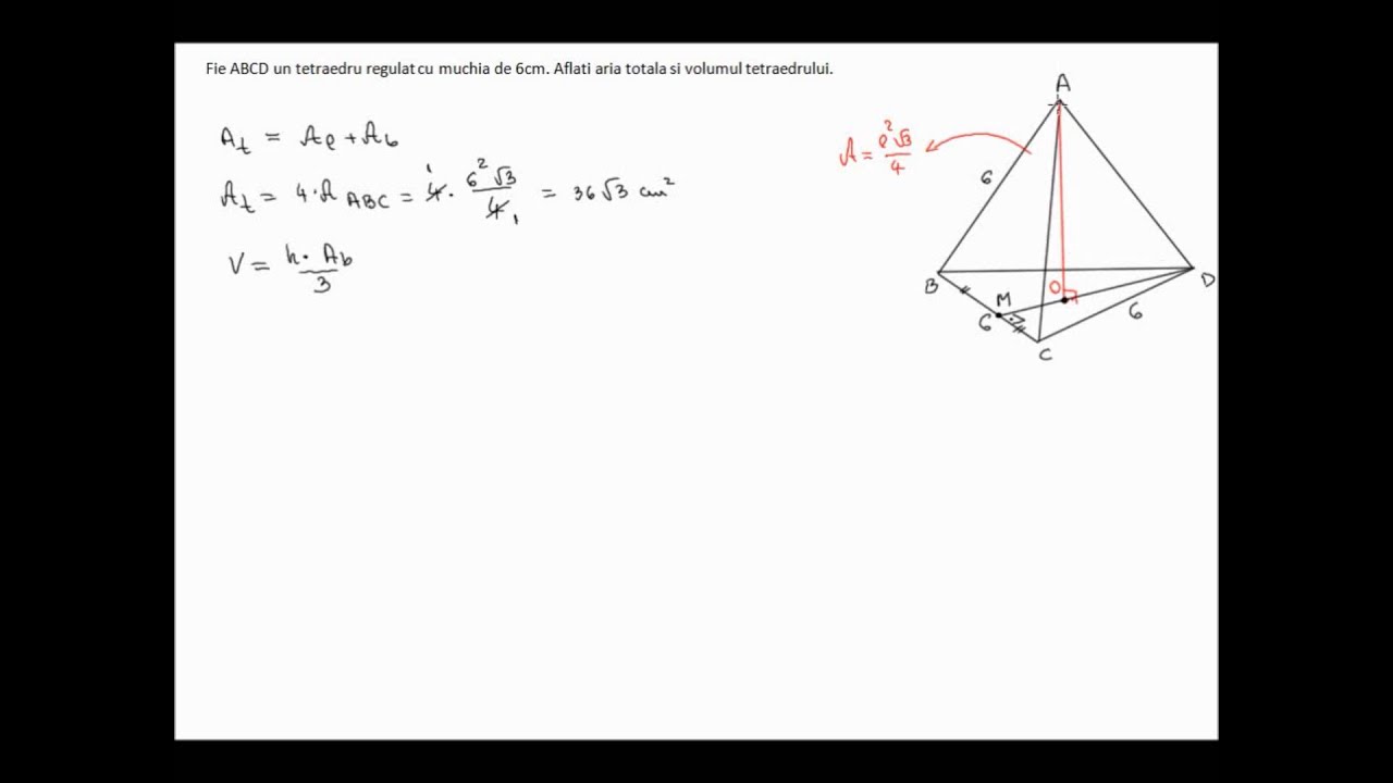 Probleme rezolvate - tetraedru regulat (8g33) - YouTube