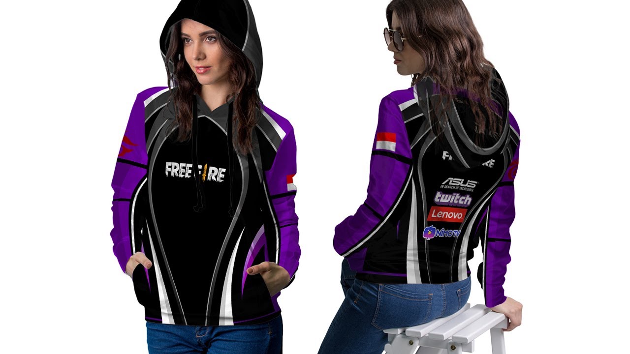 Jaket Hoodie Esports Gamers Wanita Free Fire Pullover Art 9