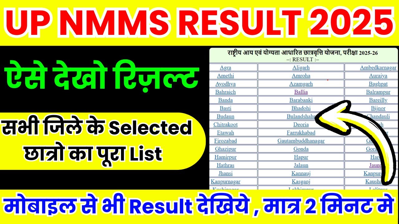 Up Nmms Result 2025 kaise download karen, How to check nmms result 2025, nmms result kaise dekhen
