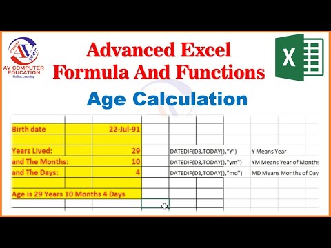 How to Calculate Age Using a Date of Birth in Excel || Calculate Age using DATEDIF Function Today