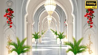 Majestic White Marble Palace Corridor Flythrough | Luxury Royal Hallway Animation 1080p screenshot 5