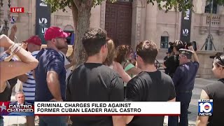 Crowd outside of Freedom Tower celebrates Raul Castro's indictment
