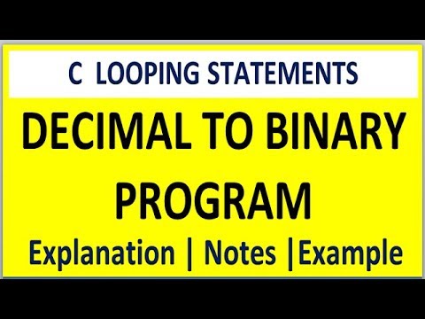 C PROGRAM FOR DECIMAL TO BINARY