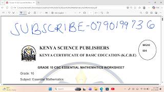 GRADE 10 ESSENTIAL MATHEMATICS APPLICATION OF INDICES WORKSHEET SOLUTIONS - K C B E PREPARATIONS