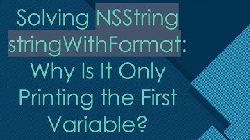 Solving NSString stringWithFormat: Why Is It Only Printing the First Variable?