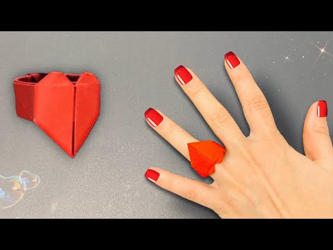 Origami Kağıttan Kalpli Yüzük Yapımı | Kağıttan Kalpli Yüzük Nasıl Yapılır