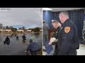 Long Island police reunites with boy who fell through ice after rescuing him on Christmas Day