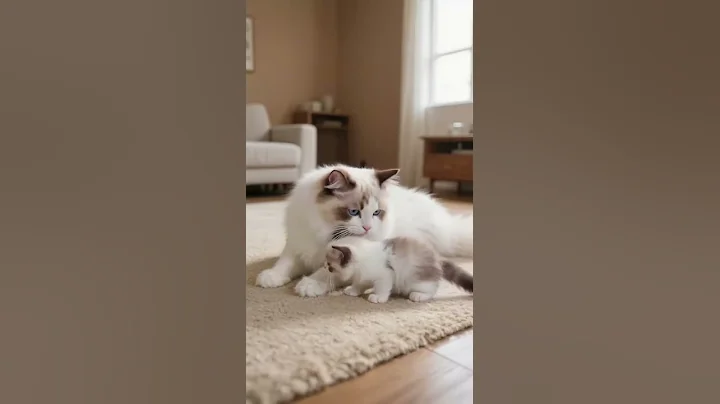 Watch the video about Mother cat loves her baby cat so much and likes to kiss cute kitten. #kitten #momcat #cutecat #cat