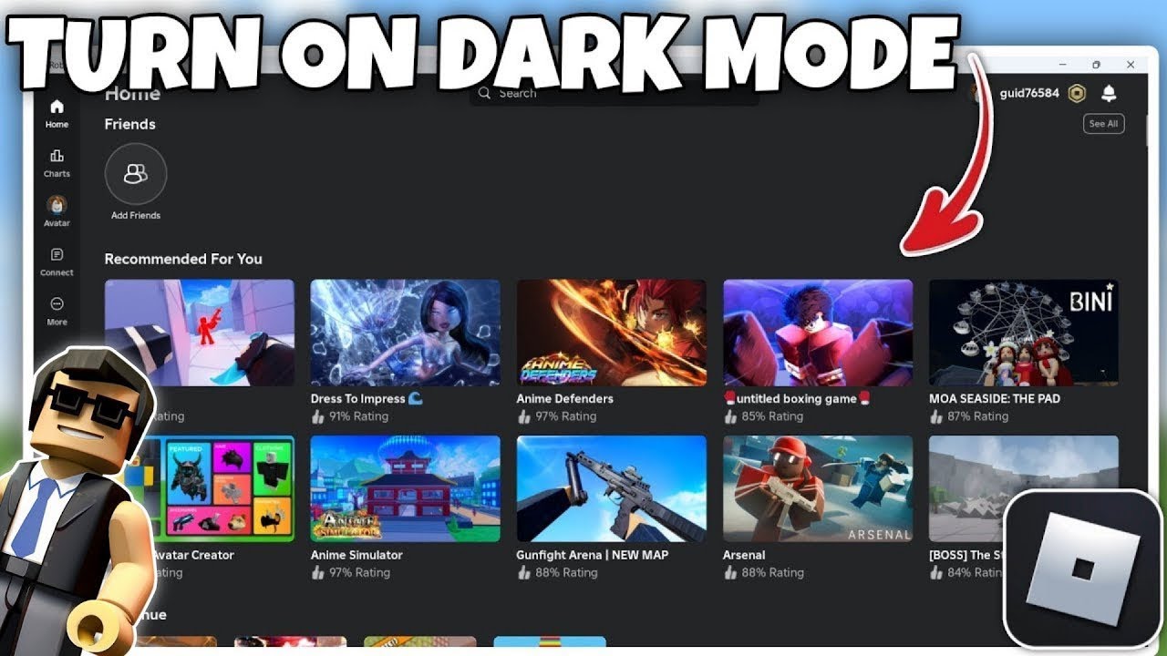 How to Change ROBLOX Theme into DARK MODE (2024) YouTube