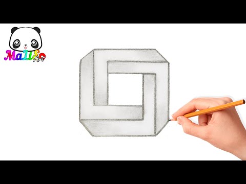 Невозможный квадрат Самый простой способ Как нарисовать Легко запомнить | Простые рисунки 3D фигуры