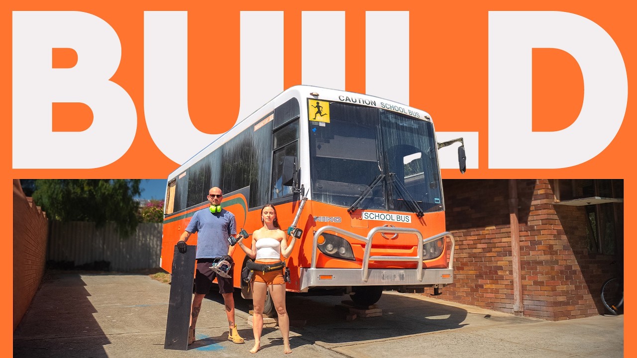 Building the dream bus home. The floor goes in!