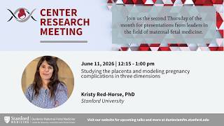 Dunlevie MFM Center Research meeting: The placenta & modeling pregnancy in 3D (Jun 11 2026)