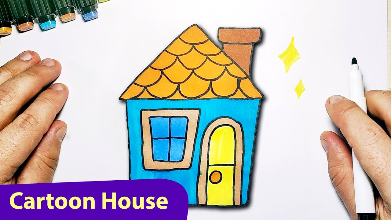 How to Draw a Cute Cartoon House - Drawing a Cartoon House Easy - YouTube