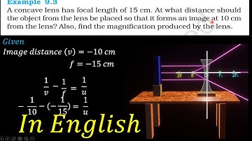 A concave lens has focal length of 15 cm. At what distance shouldthe object/ Explained in English
