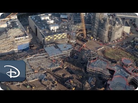 Flyover the Star Wars: Galaxy&#039;s Edge Construction Site | Disney Parks