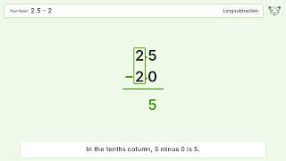 Long Subtraction Problem 2.5-2: Step-by-Step Video Solution