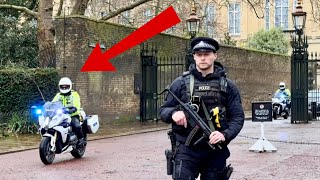 Under police protection: the Royal Family exit their London residence.