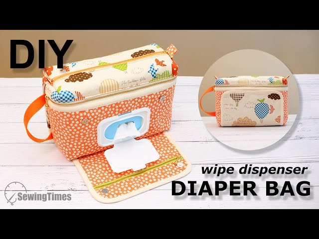 DIY Diaper Bag  How To make a Baby Bag with wipe dispenser [sewingtimes] 