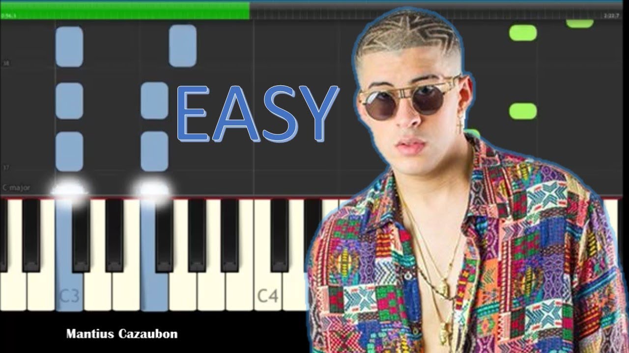 Bad Bunny Amorfoda Easy Piano Tutorial - Como Tocar