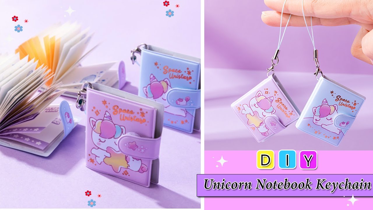 DIY Stationery /School hacks/DIY Unicorn Mini Notebook Keychain /how to ...