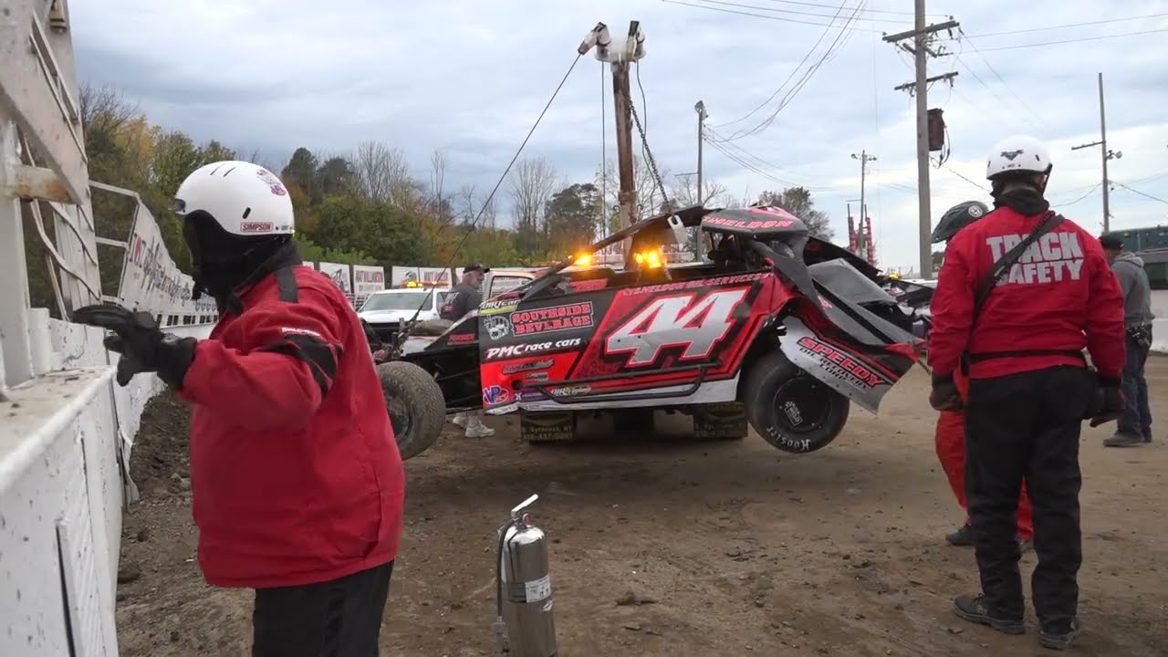 See the Kyle Sheldon Modified after his crash in turn two Oct 11 2025