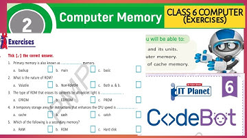Exercises, Que/Ans of Computer Memory | Chapter-2 Class 6 Computer #codebot #aps