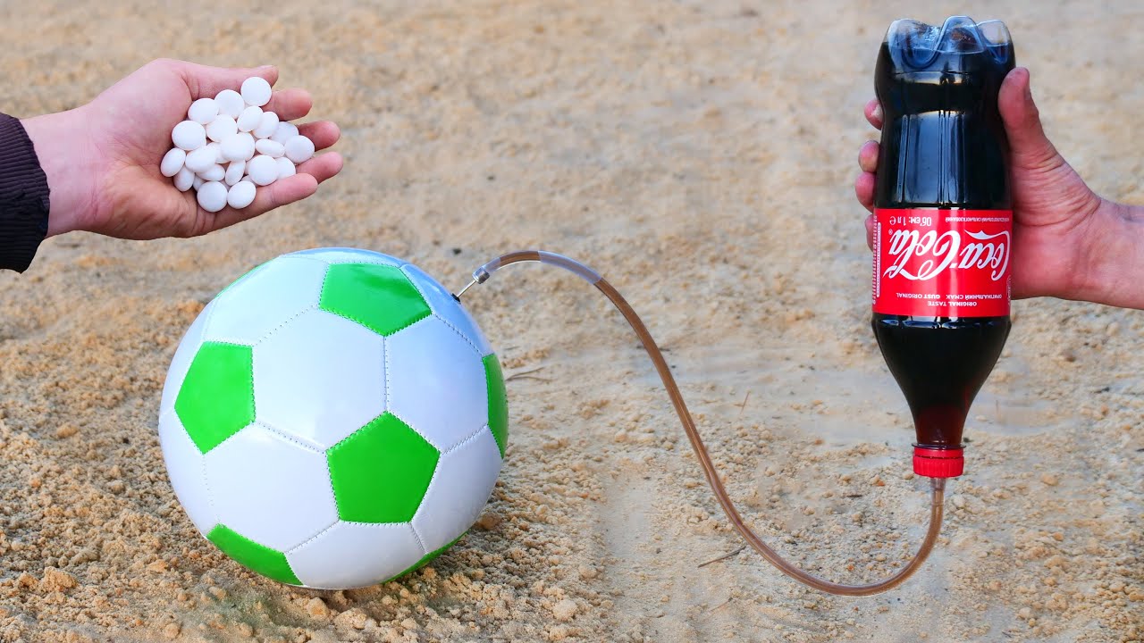 Experiment Cola and Mentos vs Soccer ball YouTube